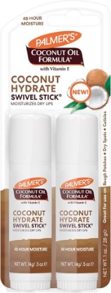 Picture of Palmer's Coconut Oil Swivel Stick Moisturizing Body & Lip Balm (Pack of 2) | Coconut Hydrate 3-in-1 Lip, Face & Body Moisturizer Stick with Vit. E, Replenishes Rough & Dry Skin Patches, 48hr Moisture