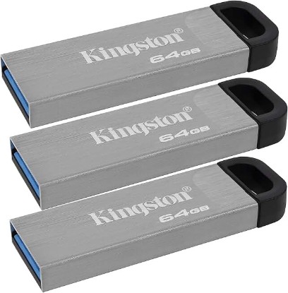 Picture of Kingston 64GB Kyson USB 3.2 Gen 1 200MB/s Read Metal Flash Drive (3-pack) (3 Items) | 200MB/s read, USB 3.2, (3 items)