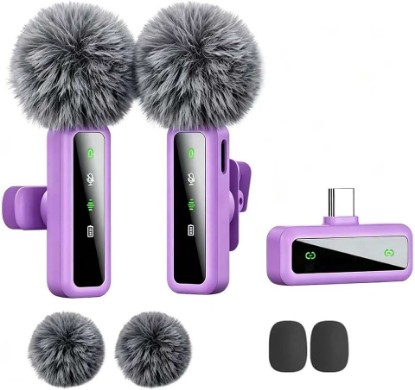 Picture of Wireless Lavalier Microphone for iPhone - iPad, Android Phone Computer, Mini Microphone for Live Streaming, Video Recording, Outdoor or Indoor Interviews, YouTube, TikTok, Vlog (Purple)