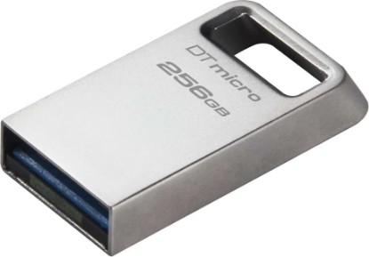Picture of Kingston DataTraveler Micro 256GB USB Flash Drive | Ultra-Small Premium Metal Design | USB 3.2 Gen 1 | Speeds up to 200MB/s | DTMC3G2/256GB,Silver
