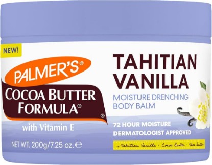 Picture of Palmers Cocoa Butter Formula, Tahitian Vanilla Moisture Drenching Body Balm (7.25 oz), Warm Vanilla Body Moisturizer for Dry Skin, Softens & Nourishes, 72-Hour Moisture, Dermatologist Approved