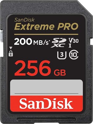 Picture of Sandisk 256GB Extreme PRO SDXC UHS-I Memory Card - C10, U3, V30, 4K UHD, SD Card - SDSDXXD-256G-GN4IN