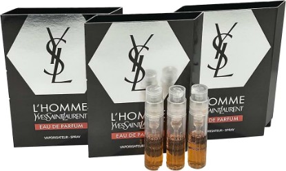 Picture of YVES SAINT LAURENT Sample Perfume MEN YSL Men Sample Perfume L'Homme EDP Spray Trial Size Partially Filled Vials 1.2 ml / 0.04 fl oz (set of 3)