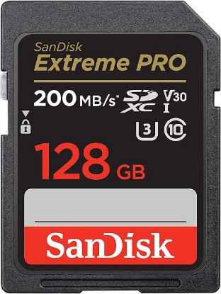 Picture of Sandisk 128GB Extreme PRO SDXC UHS-I Memory Card - C10, U3, V30, 4K UHD, SD Card - SDSDXXD-128G-GN4IN | UHS-I, V30, U3, Class 10, 4K video