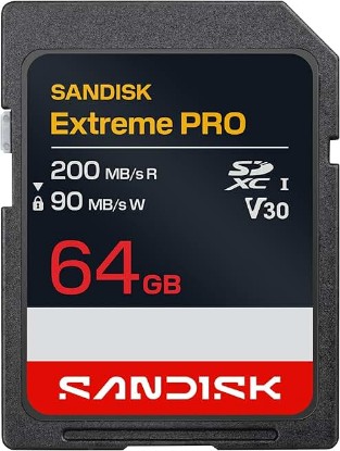 Picture of Sandisk 64GB Extreme PRO SD UHS-I Card - Up to 200MB/s Read Speed and 90MB/s Write Speed, 4K UHD, Full HD, U3, and V30 - SDSDXXU-064G-GSCIN | SDXC UHS-I U3 card with 200MB/s read speed and 64GB capacity for 4K video, burst photography and file storage