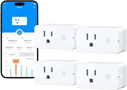 Picture of Govee Smart Plug with Energy Monitoring, WiFi Bluetooth Outlet, 4 Pack | 15A Smart Outlets Work with Alexa and Google Assistant, Timer & Group Controller, No Hub Required, ETL & FCC Certified