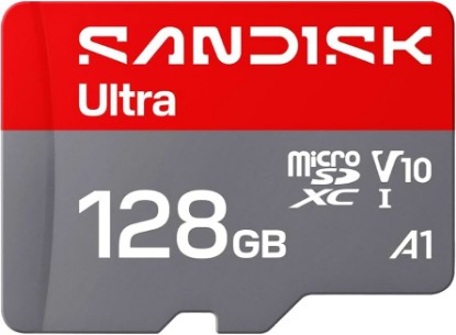 Picture of Sandisk 128GB Ultra microSD UHS-I Card - Up to 195MB/s Read Speed, Full HD Video, V10, U1, C10, A5 - SDSQUJQ-128G-GZ6MA