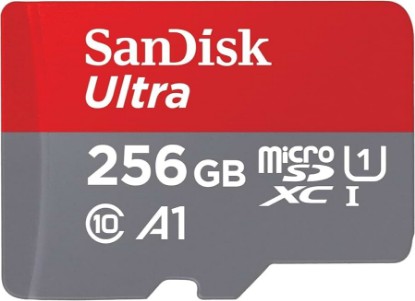 Picture of Sandisk 256GB Ultra microSDXC UHS-I Memory Card with Adapter - Up to 150MB/s, C10, U1, Full HD, A1, MicroSD Card - SDSQUAC-256G-GN6MA | Adapter included, Up to 150MB/s, UHS-I, U1, Class 10, A1, Full HD video