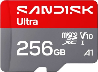 Picture of Sandisk 256GB Ultra microSD UHS-I Card - Up to 195MB/s Read Speed, Full HD Video, V10, U1, C10, A4 - SDSQUJQ-256G-GZ6MA