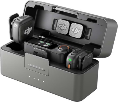 Picture of DJI Mic 3 (2 TX + 1 RX + Charging Case), Wireless Microphone | Mini Mic for iPhone/Camera/Android, Ultralight, Adaptive Gain Control, Dual Band Anti-Interference, 28h Use, Vlog