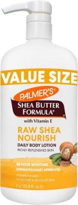 Picture of Palmer's Raw Shea Body Lotion for Dry Skin (33.8 Oz) | Soothing & Nourishing Hand & Body Moisturizer, Suitable For Sensitive & Eczema-Prone Skin, Pump Bottle, 48hr Moisture