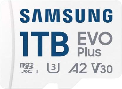 Picture of Samsung EVO Plus microSD Memory Card + Adapter 1TB Micro SDXC, up to 160MB/s, UHS I, C10, U3, V30, A2 for Gaming Devices, Android Tablets and Smartphones, Memory Card MB-MC1T0SA/CA [Canada
