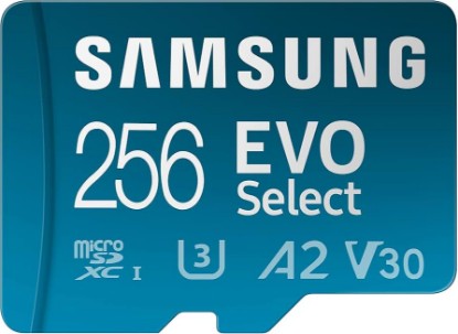 Picture of Samsung EVO Select Micro SD-Memory-Card + Adapter, 256GB microSDXC 130MB/s Full HD & 4K UHD, UHS-I, U3, A2, V30, Expanded Storage for Android Smartphones, Tablets, Nintendo-Switch (MB-ME256KA/AM) | Full HD & 4K UHD, UHS-I, U3, A2, V30, Expanded Storage for Android Smartphones, Tablets, Nintendo Switch (MB-ME256KA/AM)