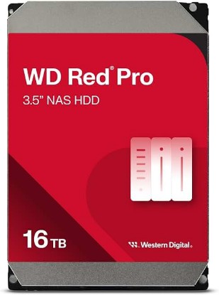 Picture of Western Digital 16TB WD Red Pro NAS Internal Hard Drive HDD - 7200 RPM, SATA 6 Gb/s, CMR, 512 MB Cache, 3.5" - WD161KFGX | 7200 RPM SATA III HDD with NASware technology and RV sensors for commercial NAS, RAID systems and data storage