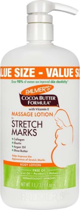Picture of Palmer's Stretch Marks Body Lotion for Pregnancy & Weight Changes (33.8 Oz) | Pregnancy Skin Care, Helps Soften, Plumps Skin, Belly Cream with Collagen, Elastin, Argan OIl and Shea Butter, 48hr Moisture
