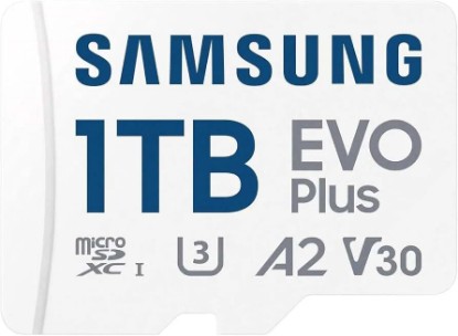 Picture of Samsung 1TB EVO Plus microSD Memory Card + Adapter, 1TB microSDXC, Speeds Up to 160 MB/s, UHS-I, C10, U3, V10, A3, Upgrade Storage for Phones, Tablets, Gaming Consoles, DSLR Cameras, PCs MB-MC1T0SA