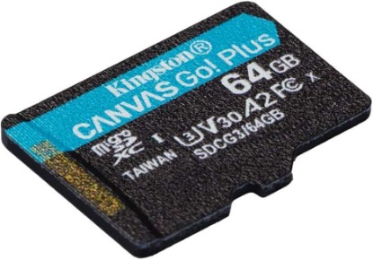 Picture of Kingston 64GB microSDXC Canvas Go Plus 170MB/s Read UHS-I, C10, U3, V30, A2/A1 Memory Card + Adapter (SDCG3/64GBET)