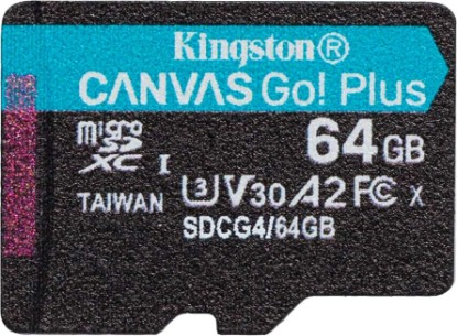 Picture of Kingston Canvas Go Plus microSDXC Memory Card Gen4 200MB/s A2 U3 V30 64GB Single Package Without ADP-SDCG4/64GBSP