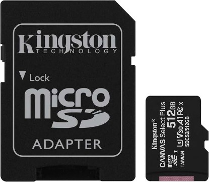 Picture of Kingston 512GB Canvas Select Plus microSDXC Card | Up to 100MB/s | A1 Class 10 UHS-I | with Adapter | SDCS2/512GB