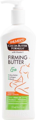 Picture of Palmer's Cocoa Butter Formula with Vitamin E + Q10 Firming Butter Body Lotion, Postpartum Essentials Skin Care, Shea Butter, Collagen and Elastin, 10.6 Fl Oz | Postpartum essential skin care with Vitamin E, Shea Butter, Collagen and Elastin to help skin look firmer and more toned