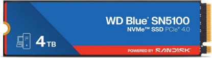 Picture of WD Blue 4TB SN5100 NVMe SSD - M.2 2280, PCIe Gen 4.0, Internal Solid State Drive - Read Speeds Up to 6,900MB/s, Upgrade Storage for PC/Laptops - WDS400T5B0E