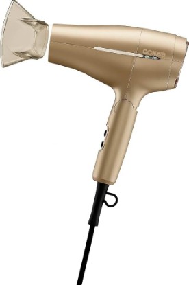 Picture of Conair 1875W Worldwide Travel Hair Dryer – Dual Voltage, Folding Handle, Ionic Technology – Champagne Compact Travel Blow Dryer for International Use