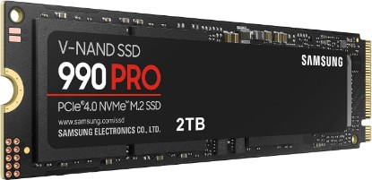 Picture of Samsung SSD 990 PRO 2TB, PCIe 4.0 M.2 2280, Up to 7,450 MB/s | NVMe Internal Solid State Hard Drive for High End Computing, Gaming, and Heavy Duty Workstations, (MZ-V9P2T0B/AM)