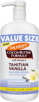 Picture of Palmer's Tahitian Vanilla Body Lotion with Cocoa Butter (33.8 Fl Oz) | Moisture Drenching, Hydrating Lotion with Shea Butter, Coconut Oil & Vitamin E, 72-Hour Moisture, Dermatologist Approved
