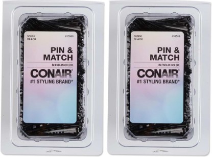 Picture of Conair Bobby Hair Pins, Black Bobby Pins in Storage Tub, 1000 Pack