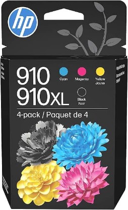 Picture of HP Original 910 Cyan, Magenta, Yellow / 910XL Black Ink Cartridges (4-Pack) | Works OfficeJet 8010, 8020 Series OfficeJet Pro 8020, 8030 Series | Eligible for Instant Ink | 3JB41AN