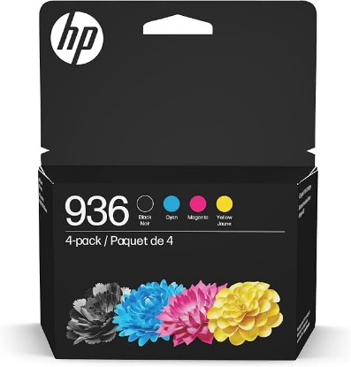 Picture of HP 936 Black, Cyan, Magenta, Yellow Ink Cartridges (4-Pack) | Works with OfficeJet 9120, Pro 9110, 9120, 9130, Wide Format 9730 | Eligible for Instant Ink | 6C3Z5LN ECOLOGO