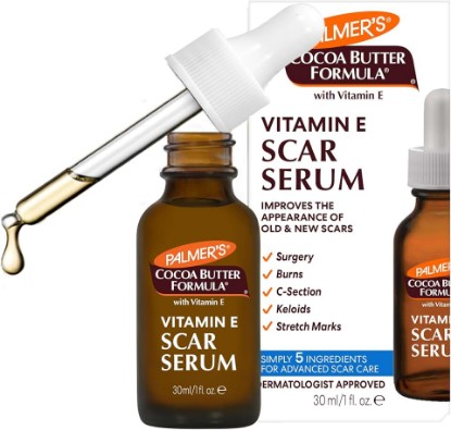 Picture of Palmer's Cocoa Butter Scar Serum with Vitamin E, Fragrance Free (1 Oz) | This oil helps improve the appearance of old & new scars from C-section, stretch marks, acne, surgery & burns with daily use
