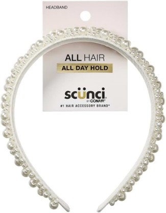 Picture of Conair Scunci Pearl Headband - ideal for all occasions- fashionable and trendy nonslip head band- hair accessories for women - holiday headwear - stocking stuffers - gifts for her -Ivory