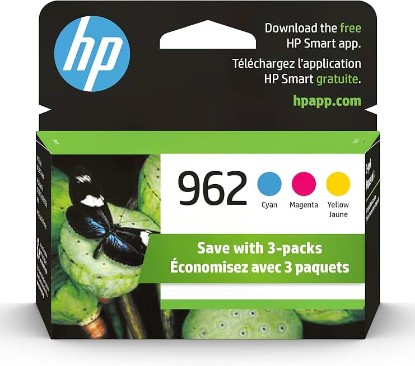 Picture of HP 962 Cyan, Magenta, Yellow Ink Cartridges | Works with OfficeJet 9010, 9020 | Eligible for Instant Ink | 3YP00AN ECOLOGO