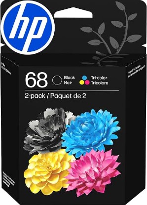 Picture of HP 68 Black/Tri-Color Ink Cartridges (2-Pack) | Works with Envy 6100e, 6500e Series | 6L6S2TN | Packaging May Vary ECOLOGO