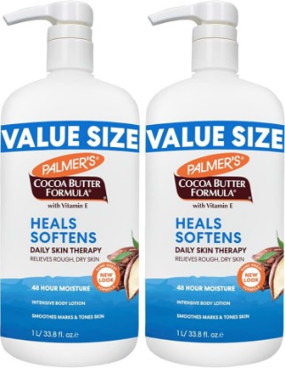 Picture of Palmer's Cocoa Butter Body Lotion Formula (33.8 Fl Oz - Pack of 2) | Intensive Moisturizer for Rough, Dry and Eczema-Prone Skin with Vitamin E, Helps Provide 48-Hour Deep Hydration, Pump Bottle
