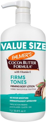 Picture of Palmer’s Cocoa Butter Formula, Firming Body Lotion (33.8 fl oz), Skin Toning & Tightening Moisturizer with Collagen, Elastin, Q10 & Vitamin E, 48-Hour Moisture, Vegan Friendly, Dermatologist Approved
