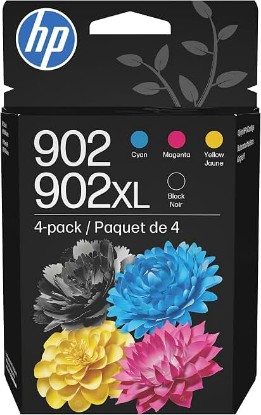Picture of HP 902XL Black + 902 Cyan, Magenta, Yellow Ink Cartridge (Black XL + CMY) | Works OfficeJet 6954, 6958, 6962 OfficeJet Pro 6968, 6975, 6978 | T0A39AN
