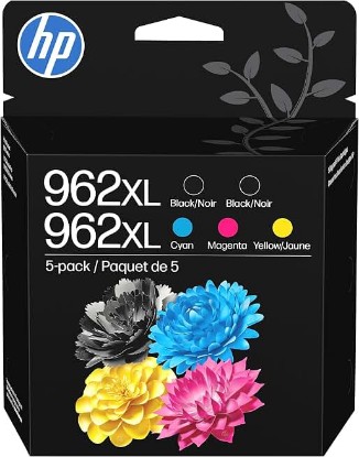 Picture of HP Original 962XL Black, Cyan, Magenta, Yellow High-Yield Ink Cartridges (5-Pack) | Works OfficeJet 9010 Series, OfficeJet Pro 9010, 9020 Series | Eligible for Instant Ink | 6ZA57AN