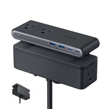 Picture of Anker Nano Power Strip, Desk Clamp, 70W Max, 1500J Surge Protector, 2 USB C | 6AC, Extension Cord, Outlet Extender Desk Organizer Gaming Accessories Home Office Essentials, Fit 0.6~1.8'' Tabletop Edge ClimatePartner certified