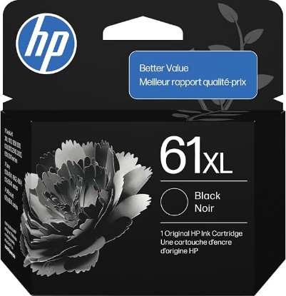 Picture of HP 61XL Black High-Yield Ink | Works with DeskJet 1000, 1010, 1050, 1510, 2050, 2510, 2540, 3000, 3050, 3510; Envy 4500, 5530; OfficeJet 2620, 4630 | C0PA4AN