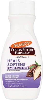 Picture of Palmer's Fragrance Free Body Lotion, Cocoa Butter Formula (8.5 Fl Oz) | Body Lotion for Dry Skin, Provides Soothing Hydration for All Skin Types, 48 Hour Moisture, Flip Cap Bottle