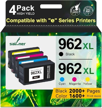 Picture of 962XL Ink Cartridges Replacement for HP 962XL Ink Cartridges Combo Pack 4PK | Upgraded ChipHP 962 Compatible with HP Officejet Pro 9010 9012e 9015 9015e 9018e 9020 9025 9025e for Home & Office Daily Use