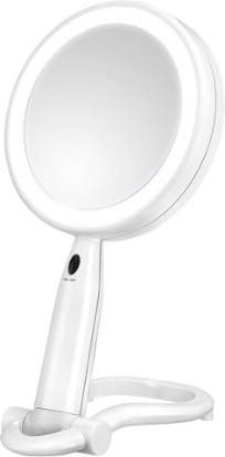 Picture of Conair Plastic Double-Sided Lighted Makeup Mirror - Lighted Vanity Makeup Mirror with LED Lights; 1x/3x magnification; White; compact - great for travel