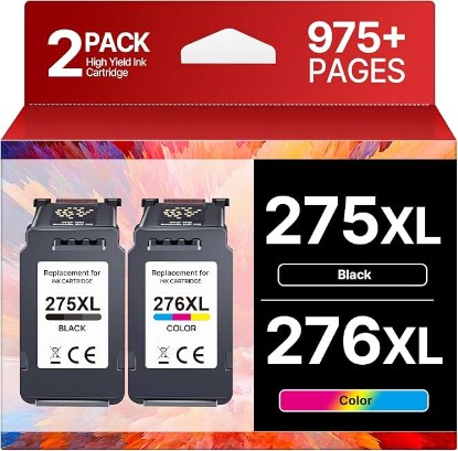 Picture of PG-275XL CL-276XL Replacement for Canon 275 and 276 Ink Cartridges for Canon Ink 275 and 276 275XL 276XL Combo Pack Use to PIXMA TR4720 TS3522 TR4700 TS3722 TS3500 TS3520 TS3720 TR4722 (2 Pack) ClimatePartner certified