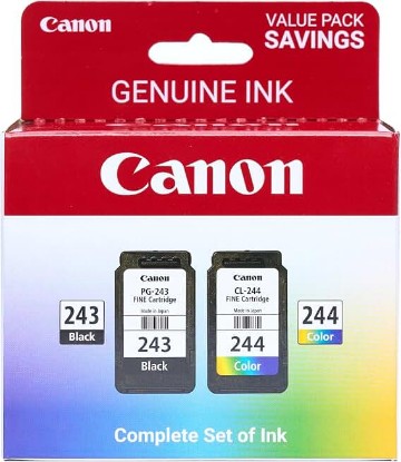 Picture of Canon PG-243 / CL-244 Genuine Ink Value Pack (2 Cartridges), Compatible with iP2820, MX492, MG2420/2520/2920/2922/2924/3020/2522/2525, TS3120/302/302a/202/4520/3320