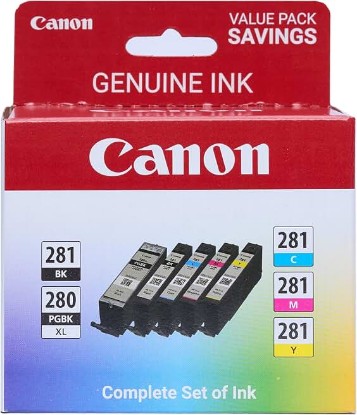 Picture of Canon PGI-280XL/CLI-281 5 Color Pack Compatible to TR8520, TR7520, TS9120 Series,TS8120 Series, TS6120 Series