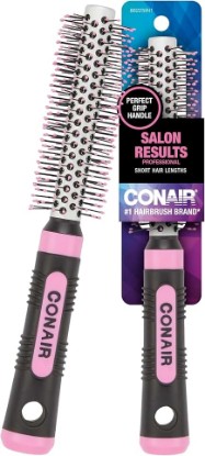 Picture of Conair Salon Results Metal Round Hairbrush - Hair brush for blow out - blowdryer brush - features metal barrel with nylon bristles - Adds body and fullness - suitable on all lengths - Pink/Black
