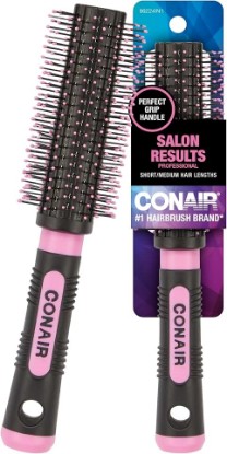 Picture of Conair Salon Results Round Hairbrush - Hair brush for blow out - blowdryer brush - features nylon bristles - Adds body and fullness - suitable on all lengths - Pink/Black