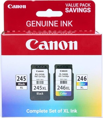 Picture of Canon PG-245 XL / CL-246 XL Genuine Ink Value Pack (2 Cartridges), Compatible with iP2820, MG2420/2924/2920/3020/2522/2525, MX492, TS3120/302/302a/202/202a/4520/3320